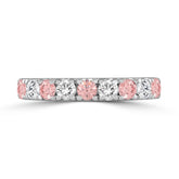 14K White Gold 1.00 CT Round Pink & White Diamond Alternating Band Ring